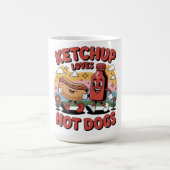 Ketchup houdt van hotdogs - Grappig Retro Cartoon  Koffiemok (Center)