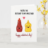 Ketchup Mosterd Valentijnskaart Kaart (Gele Bloem)