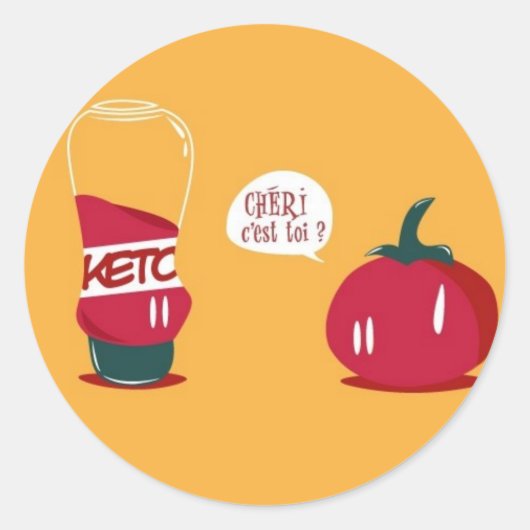 Ketchup Ronde Sticker (Voorkant)