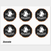 Ketel Halloweenfeest Zwart/Oranje Geruit Ronde Sticker (Vel)