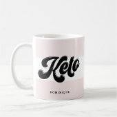 Keto Black Retro Script Typografie Pink Stripes Koffiemok (Links)