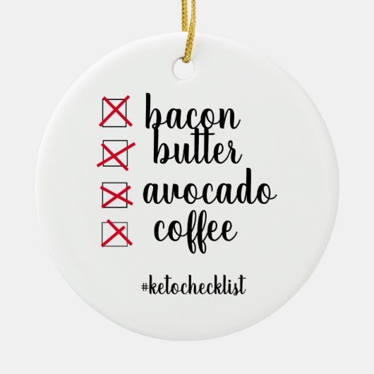 Keto Checklist Keramisch Ornament (Voorkant)