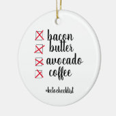 Keto Checklist Keramisch Ornament (Links)