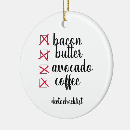 Keto Checklist Keramisch Ornament (Links)