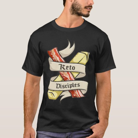 Keto Disciples Bacon Butter Retro Keto Diet Match T-shirt (Voorkant)