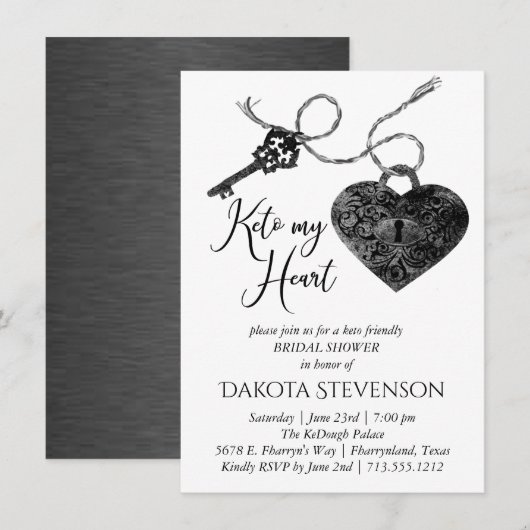 Keto My Heart | Modern Lock en Key Vrijgezellenfee Kaart (Voorkant / Achterkant)