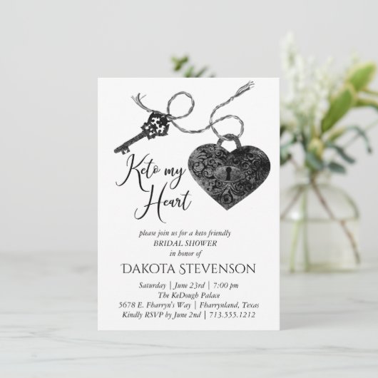 Keto My Heart | Modern Lock en Key Vrijgezellenfee Kaart (Staand voorkant)