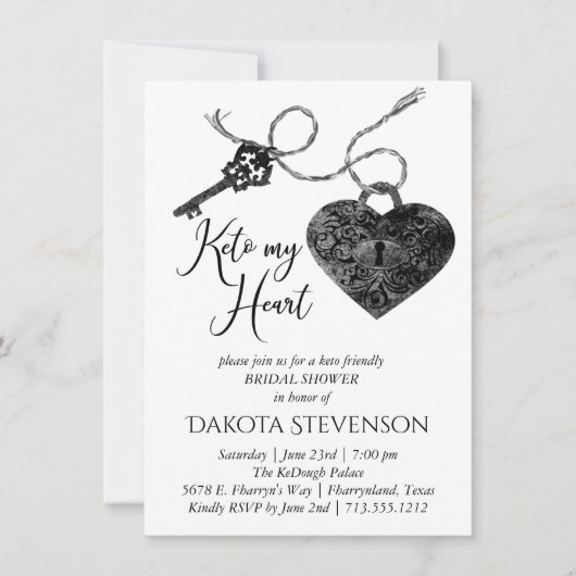 Keto My Heart | Modern Lock en Key Vrijgezellenfee Kaart (Voorkant)