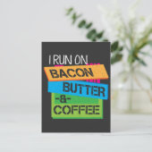 Keto T Shirt ik loop op Bacon Butter en Koffee Ket Briefkaart (Staand voorkant)