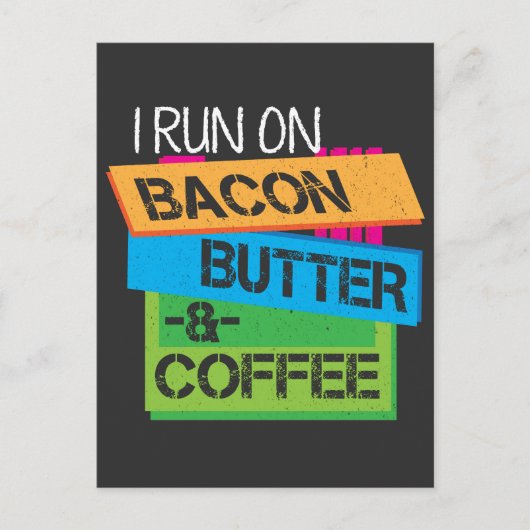 Keto T Shirt ik loop op Bacon Butter en Koffee Ket Briefkaart (Voorkant)