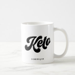 Keto Zwart Retro Script Typografie Gepersonaliseer Koffiemok