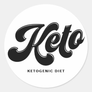 Keto Zwart Retro Script Typografie Gepersonaliseer Ronde Sticker