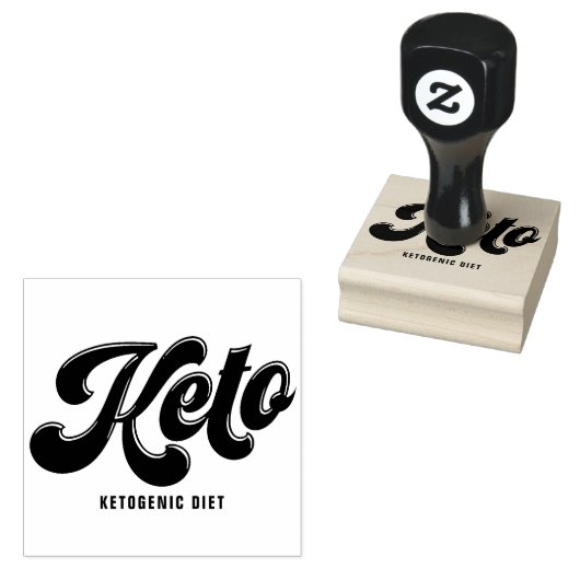 Keto Zwart Retro Script Typografie Rubber Stamp Rubberstempel (Gestempeld)