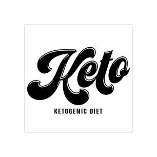 Keto Zwart Retro Script Typografie Rubber Stamp Rubberstempel