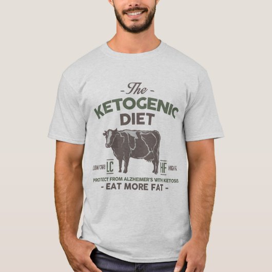 KETOGENE DIET: Eat Fat Aid Alzheimer, Camo Cow T-shirt (Voorkant)