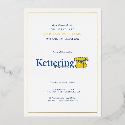 Kettering University Afstuderen Folie Uitnodiging (Voorkant)