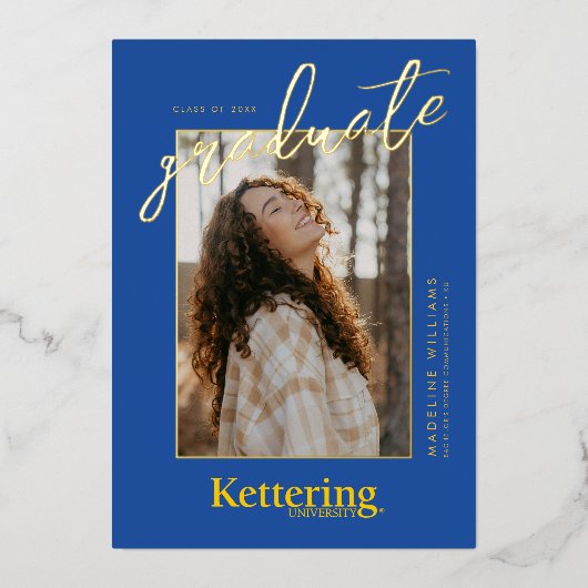 Kettering University Afstuderen Folie Uitnodiging (Voorkant)