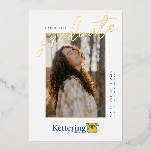 Kettering University Afstuderen Folie Uitnodiging (Voorkant)