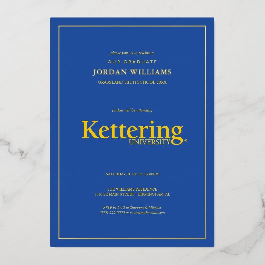 Kettering University Afstuderen Folie Uitnodiging (Voorkant)