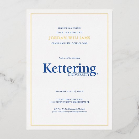 Kettering University Afstuderen Folie Uitnodiging (Voorkant)