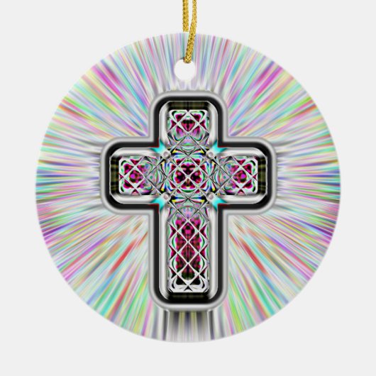 ketting "Cross and Mountain Retreat" of Keramisch Ornament (Voorkant)