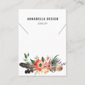 Ketting Display Card Boho Feather Floral Visitekaartje (Voorkant)
