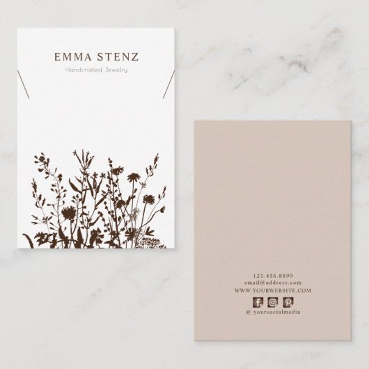 Ketting Display Card ・ Earthy Floral Social Media Visitekaartje (Voorkant / Achterkant)