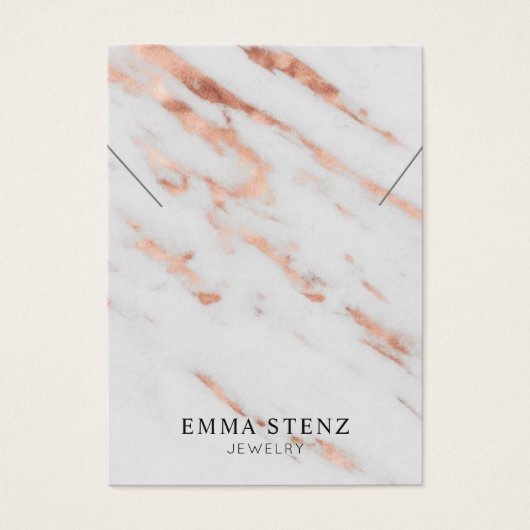 Ketting Display Card ・ Roos Gold op witte marmer Visitekaartje (Voorkant)