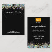 Ketting display Faux regenbooglitter Visitekaartje (Voorkant / Achterkant)