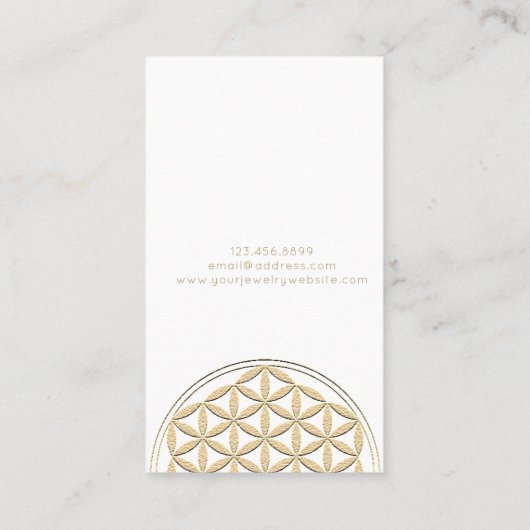 Ketting Display Kaart · Gold Blume des Lebens Visitekaartje (Achterkant)