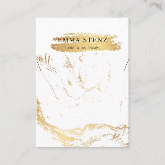 Ketting Display Kaart ・ Gold Marble Pattern Logo Visitekaartje (Voorkant)