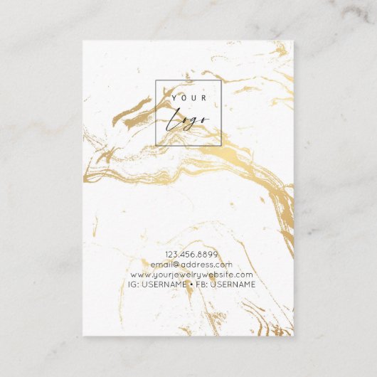 Ketting Display Kaart ・ Gold Marble Pattern Logo Visitekaartje (Achterkant)