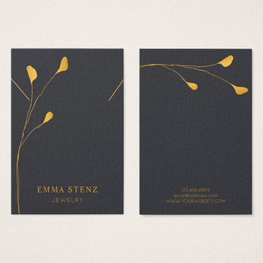 Ketting Display Kaart Golden Floral Leaves (Voorkant /achterkant)