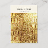 Ketting Display Kaart · Gouden Lederen Textuur Log Visitekaartje (Voorkant)