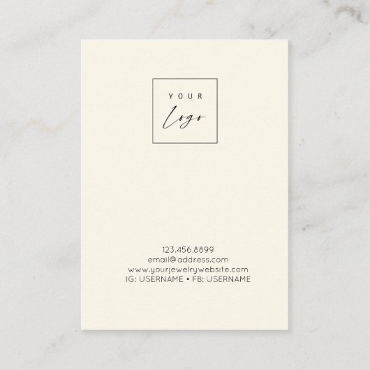 Ketting Display Kaart · Gouden Lederen Textuur Log Visitekaartje (Achterkant)