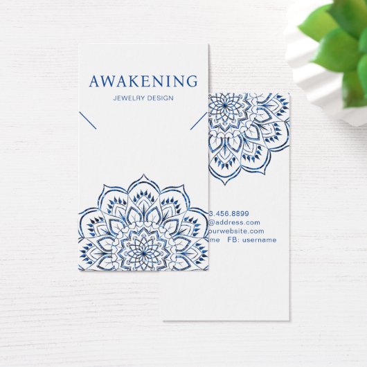 Ketting Display Kaart · Metallic Blue Mandala (Bureau)