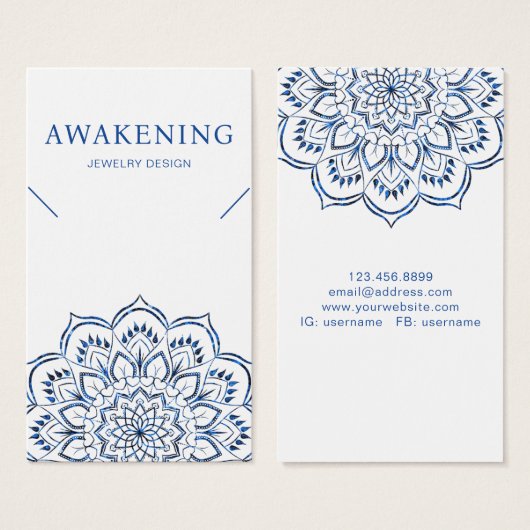 Ketting Display Kaart · Metallic Blue Mandala (Voorkant /achterkant)