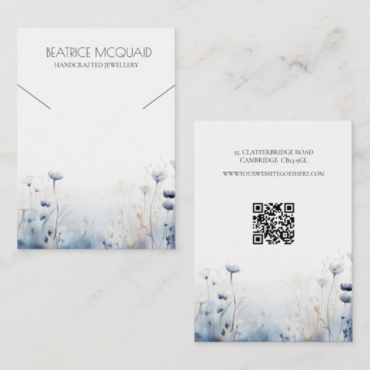 Ketting Display Kaart Misty Waterverf Wildflower Visitekaartje (Voorkant / Achterkant)