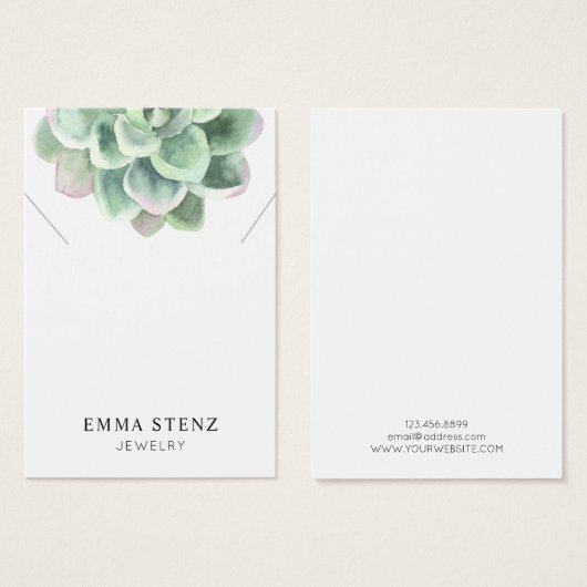 Ketting Display Kaart · Pastel Succulent Flower (Voorkant /achterkant)