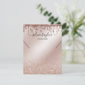 Ketting display kaart Roos goud glitter (Staand voorkant)