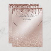 Ketting display kaart Roos goud glitter (Voorkant / Achterkant)