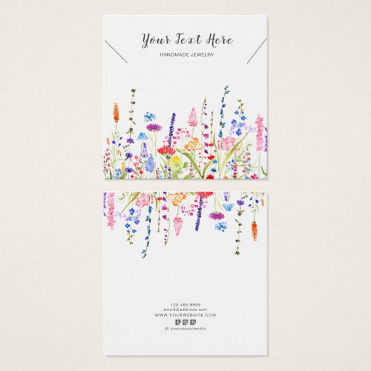 Ketting Display Kaart ・ Waterverf Wild Flowers (Voorkant /achterkant)