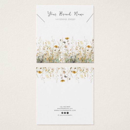 Ketting Display Kaart · Waterverf Wildflower (Voorkant /achterkant)