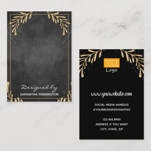 Ketting Faux Folie Leaf Visitekaartje (Voorkant / Achterkant)