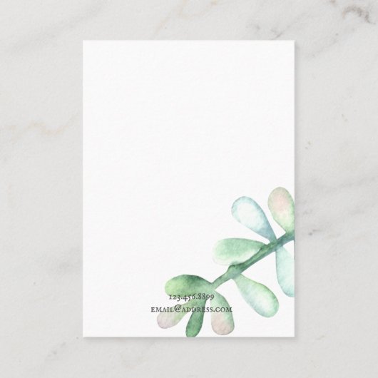 Ketting juwelen-kaart ・ Succulente Cactus Visitekaartje (Achterkant)