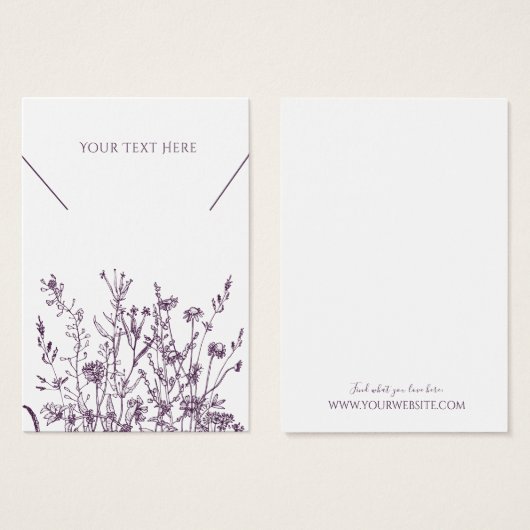 Ketting juwelier Display Kaart Paarse wilde flora (Voorkant /achterkant)