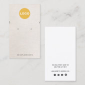 Ketting met beige linnen Logo toevoegen Visitekaartje (Voorkant / Achterkant)