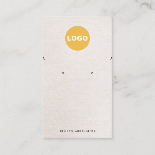 Ketting met beige linnen Logo toevoegen Visitekaartje (Voorkant)