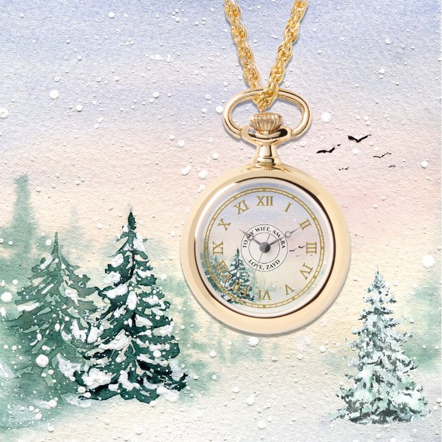 Ketting met horloge als hanger – Besneeuwde winter (Creator heeft geüpload)