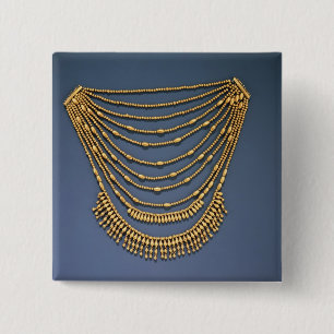 Ketting met riemen vierkante button 5,1 cm